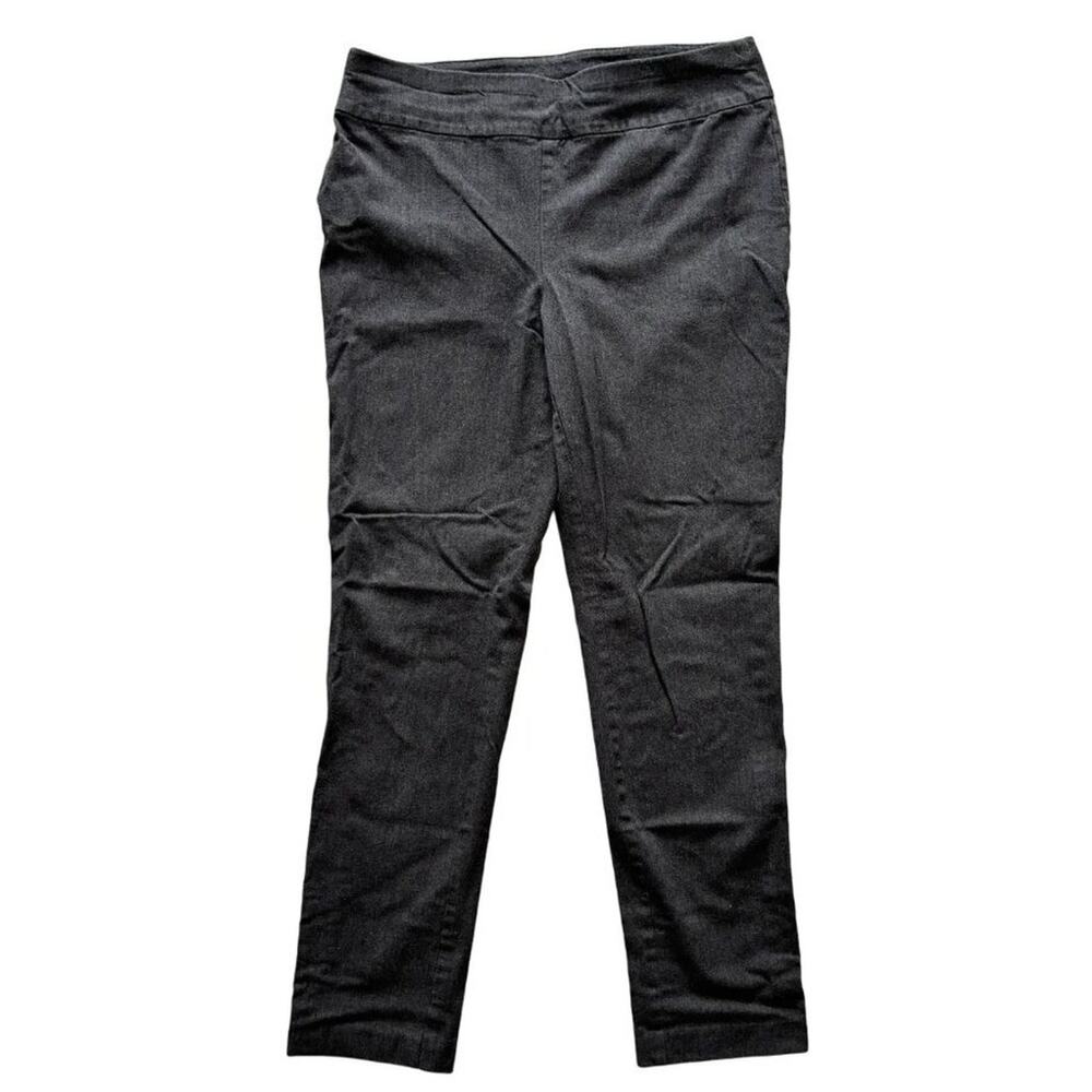 NEW CHICO'S Fabulously Slimming Pull On Trouser Pants in Dark Heather Gray SZ M